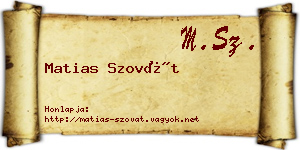 Matias Szovát névjegykártya